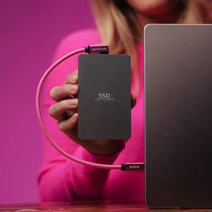 KONDOR BLUE x iJustine | 6' FT USB-C to USB-C Right Angle | USB 3.1 Gen 2, 10Gb/s Data Transfer Speeds, 100W Charging, & 4K Display Support | Pink - size: 6 Foot