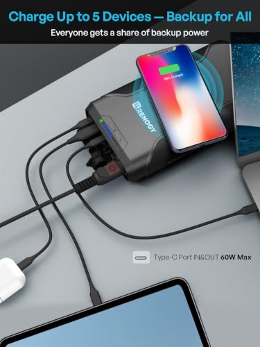Renogy 72000mAh 266Wh 12v Power Bank with 60W PD, CPAP Battery for Camping, High Capacity Large Camping Power Bank with USB-C DC Wireless Charging & Flashlight, Backup Power Supply for Starlink Mini