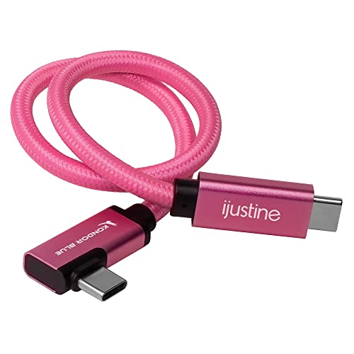 KONDOR BLUE x iJustine | 1' FT USB-C to USB-C Right Angle | USB 3.1 Gen 2, 10Gb/s Data Transfer Speeds, 100W Charging, & 4K Display Support | Pink - size: 1 Foot