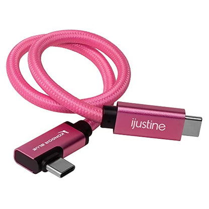 KONDOR BLUE x iJustine | 1' FT USB-C to USB-C Right Angle | USB 3.1 Gen 2, 10Gb/s Data Transfer Speeds, 100W Charging, & 4K Display Support | Pink - size: 1 Foot