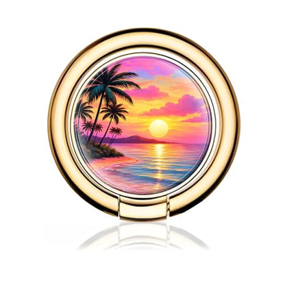 Cell Phone Ring Holder, Cute Metal Phone Grip Stand Finger Ring Kickstand, Flexible 360°Rotation Phone Tablet Case Accessories Compatible with Most Phones Coconut Sunset Beach - color: Coconut Sunset Beach