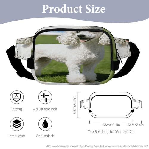 Poodle Dog Fanny Packs for Women Men Double Layer Fashion Waist Pack Adjustable Belt Bag with Pockets Small Crossbody Bags for Running Hiking Workout Travel Daily Use
