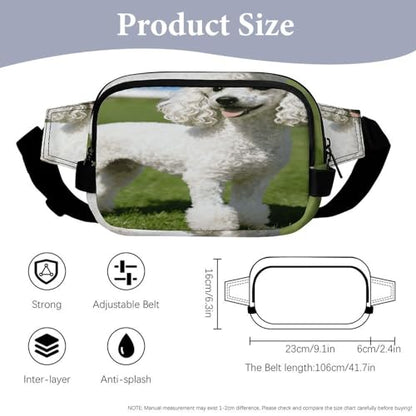 Poodle Dog Fanny Packs for Women Men Double Layer Fashion Waist Pack Adjustable Belt Bag with Pockets Small Crossbody Bags for Running Hiking Workout Travel Daily Use