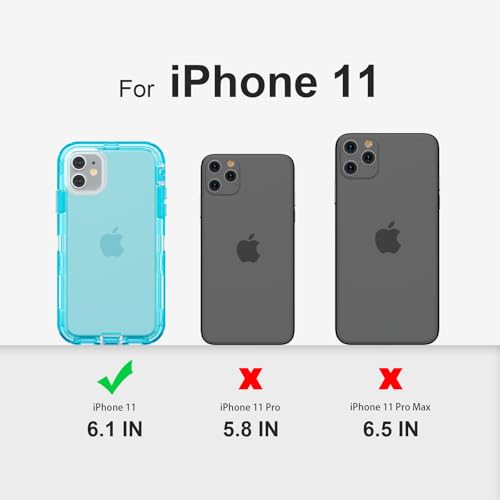 Follaroma for iPhone 11 Case, 6.1 inch, Crystal Blue | Heavy Duty Shockproof Protection Phone Cases, Anti-Drop, Military Grade Dual Layer Transparent Rugged Protective Cover - color: Blue, size: iPhone 11 6.1’