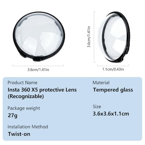 Tempered Glass Lens Guard Protector for Insta360 X5, 2 Pack