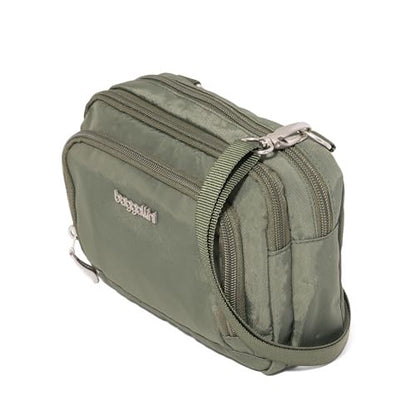 Baggallini Triple Zip with Front Wallet/Trifecta RFID Wallet Crossbody - color: Thyme