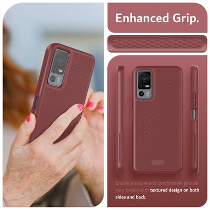 TUDIA MergeGrip for Jitterbug Smart 4 Case T608G, [Military Grade Drop Tested] Shockproof Protection Slim Rugged Dual Layer Heavy Duty Phone Cases for Senior - Burgundy - color: Burgundy