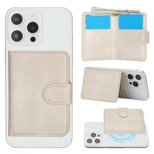 HAII for MagSafe Card Wallet Bag compatible with MagSafe Invisible Ultra-Thin Lightweight Kickstand Magnetic Mobile Wallet Man Woman, 4 Card Slots + 1 Cash Bag. (White, Buckle Wallet) - color: White, size: 4 Card Slots + 1 Cash Bag - Buckle Wallet