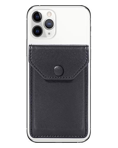 Self Adhesive Phone Card Wallet with Flip Cover, RFID Blocking, Black - color: Black Plus