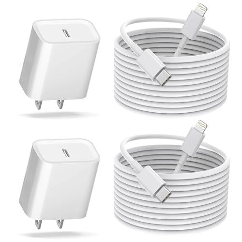 Fast iPhone Charger, [Apple MFi Certified] 2Pack 10FT Extra Long Quick USB C to Lightning Cable Cords + USB C Charger Block Fast iPhone Charging Adapter for iPhone 14 Pro Max/Plus/13/12/11/XS/XR/X/SE