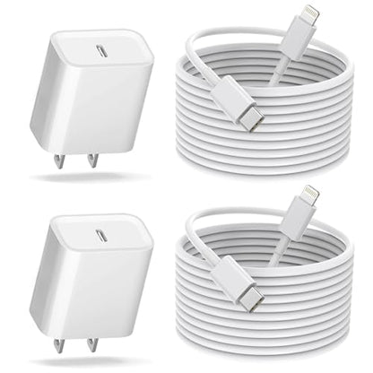 Fast iPhone Charger, [Apple MFi Certified] 2Pack 10FT Extra Long Quick USB C to Lightning Cable Cords + USB C Charger Block Fast iPhone Charging Adapter for iPhone 14 Pro Max/Plus/13/12/11/XS/XR/X/SE