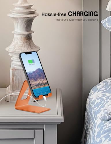 Aoviho Cell Phone Stand for Desk, Aluminum Phone Holder,Orange - color: Orange