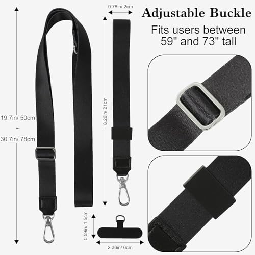 Phone Lanyard Crossbody & Neck, Adjustable Cell Phone Wrist Strap - color: Black