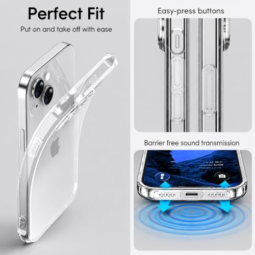 Clear Case for iPhone 14 Plus,[Not-Yellowing][Military Drop Protection] Soft Shockproof Transparent Phone Case, Ultra Slim & Thin Protective Case for iPhone 14 Plus 6.7" (Clear) - size: for iPhone 14 Plus