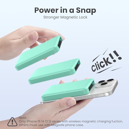 Magnetic Portable Charger 10800mah for Magsafe Battery Pack, Wireless Power Bank with PD Fast Charging,Travel Essential Phone Battery Charger for iPhone 17/16/15/14/13/12 Series-Green - color: Green