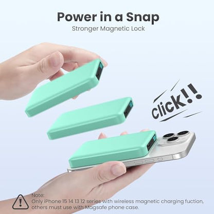 Magnetic Portable Charger 10800mah for Magsafe Battery Pack, Wireless Power Bank with PD Fast Charging,Travel Essential Phone Battery Charger for iPhone 17/16/15/14/13/12 Series-Green - color: Green