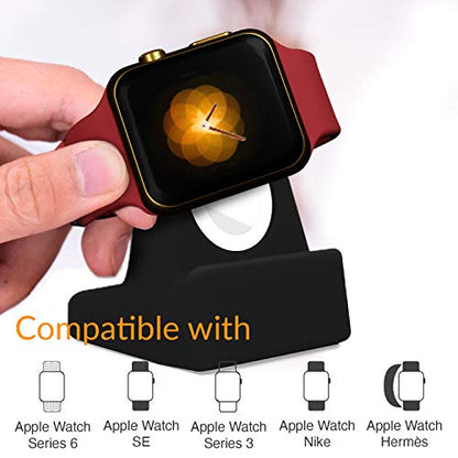 Orzly Elegant Apple Watch Charger Stand Apple Watch for All Series Ultra 49mm 2025 Series 10 46/42mm 9/8/7 45/ 41mm SE2/SE/6/5/4 44/40mm 3/2/1 42/38mm Durable TPU - Gift Boxed - Black