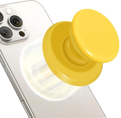 for MagSafe Phone Grip,Soft Silicone Magnetic Collapsible Cell Phone Finger Grip for iPhone 17/16/15/14/13,12 and Smartphones Tablets - Yellow - color: Yellow