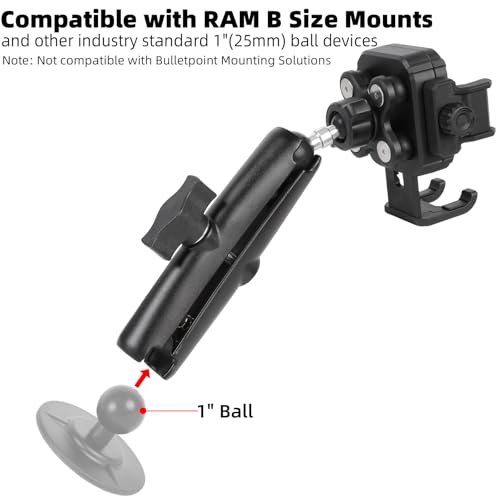 Universal Phone Mount Holder with 1" Ball Head Adapter for RAM Mounts - [Vibration Dampener] [5.9" Long Double Socket Arm], Fits 4.7-7.2'' Phones, for Motorcycle ATV UTV Car Bike Boat Truck - style: 1" Ball Phone Holder with 5.9" Arm
