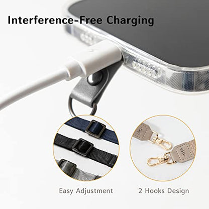 EKAX Crossbody Universal Phone Lanyard, Adjustable Double Hooks Strap with Adhesive-Free Tether Tab, Neck Holder for Cases - color: Beige
