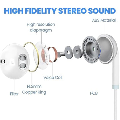 2 Pack Headphones USB C Wired for iPhone 17/17 Pro Max/17 Pro/16/15,Earphones in Ear HiFi Stereo Type C Earbuds Built-in Microphone & Volume Control for Galaxy S25 S24 S23
