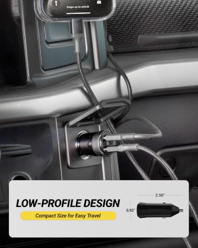 Scosche CPDCC40M PowerVolt 40W Certified Dual Port USB-C Car Charger, Flush Cigarette Lighter Adapter, Fast Charging Car Plug for 12V Power Outlet Compatible with iPhone, Galaxy and All USB-C Devices - size: Dual Port, style: 40W