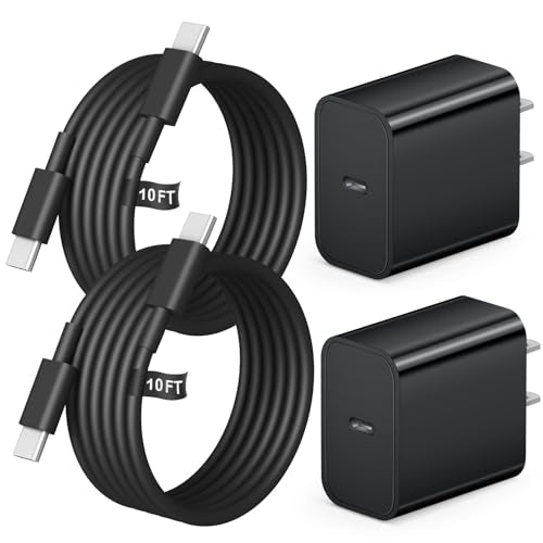 2+2Pack iPhone 17 16 15 Charger 20W Apple Charger with 10ft Cable - Black - color: Black