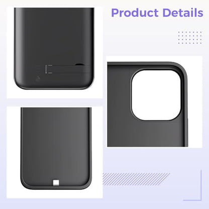 5000Mah Battery Case for 16, Wireless Charging, Liquid Silicone Cover, Dual Input, Led Indicator