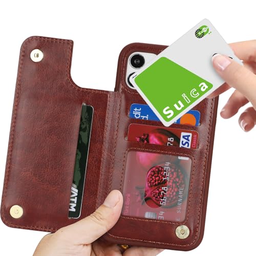 iCoverCase Compatible with iPhone 11 Case with Card Holder, Wallet Phone Case for Women Men RFID Blocking PU Leather Protective Case 6.1 Inch (Dark Brown) - color: Dark Brown