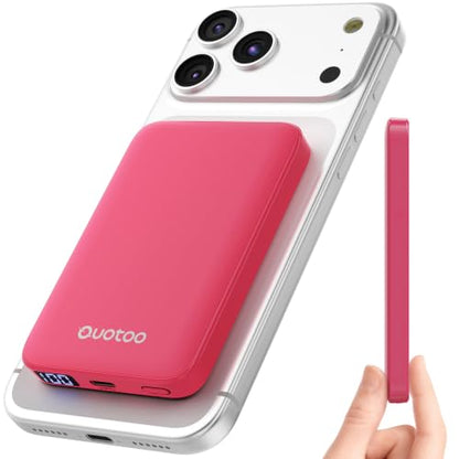 for Magsafe Portable Charger, 5000mAh Slim Wireless Magnetic Power Bank | 20W USB-C Power Delivery,LED Display,Travel Essential for Magsafe Battery Pack Compatible with iPhone 17-12 Series - color: red