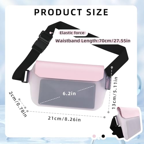 Waterproof Phone Pouch, Transparent and Touchable Fanny Pack for Women Men, Universal Beach Bags Waterproof Sandproof with Adjustable Waist Strap (Pink) - color: Pink