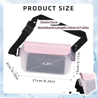 Waterproof Phone Pouch, Transparent and Touchable Fanny Pack for Women Men, Universal Beach Bags Waterproof Sandproof with Adjustable Waist Strap (Pink) - color: Pink