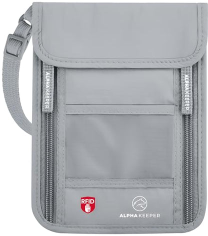 Neck Wallet, Travel Pouch For Passport Holder And Documents, Travel Neck Wallet For Traveling Women. - color: Silver