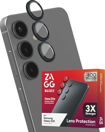 ZAGG Glass Elite Anti-Reflective Samsung Galaxy S25 Camera Lens Protector – Anti-Glare Technology, Maximum Impact & Scratch Resistance, Smudge-Free Surface, Recycled Materials - color: Black, size: Samsung Galaxy S25