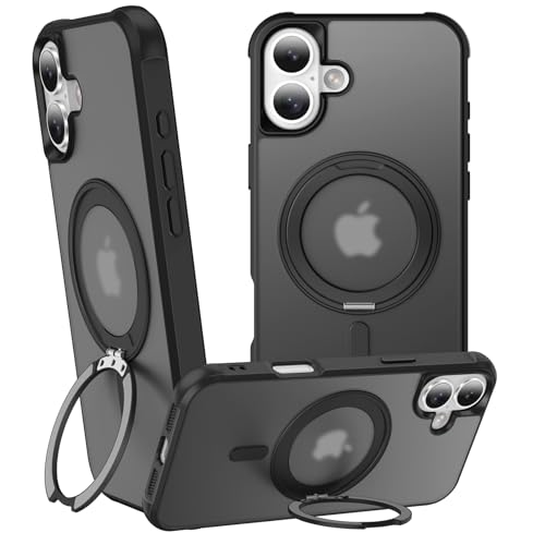 360°Magnetic Swivel Ring for iPhone 16 case-Black - color: Black, size: iPhone 16