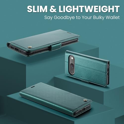 Wallet Case for Google Pixel 10/Google Pixel 10 Pro, Magnetic Flip Case with RFID Blocking Card Holder Kickstand for Women Men, Shockproof Durable Protective Phone Cover (Green) - color: Green