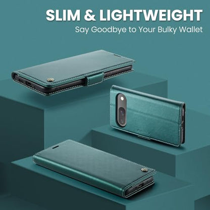Wallet Case for Google Pixel 10/Google Pixel 10 Pro, Magnetic Flip Case with RFID Blocking Card Holder Kickstand for Women Men, Shockproof Durable Protective Phone Cover (Green) - color: Green