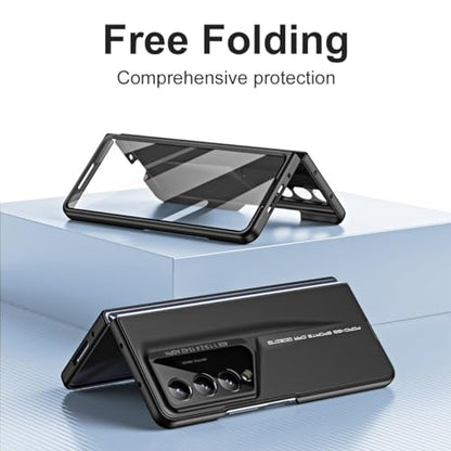 Smartphone Flip Cover for Samsung Galaxy Z Fold 4 Case with S Pen, with Screen Protector Case, PC Shockproof Bumper Case Full Coverage Protective Cover for Galaxy Z Fold 4(Black) - color: Black