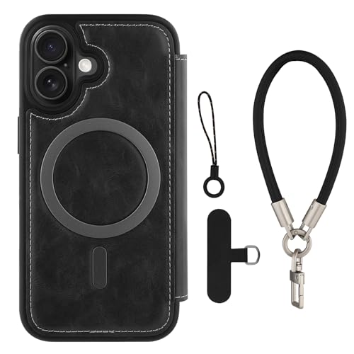 Wallet Phone Case Crafted for iPhone 17 Gray | PU Leather Phone Case Flip Cover Wrist Strap Card Holder Slots - color: Gray-2, size: iPhone 17