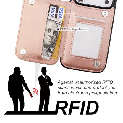 ONETOP for iPhone 18/17 Pro Wallet Case with Credit Card Holder,Rosegold - color: Rose Gold