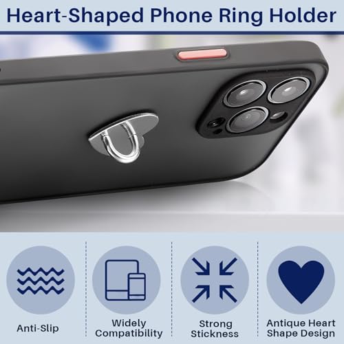 Moxweyeni 6 Pcs Cell Phone Ring Holder, Heart Phone Charm Hook Adhesive Smartphone Finger Ring Stand Sticky Metal Loop Grip for Cellphone Case Pad Tablet DIY Accessories