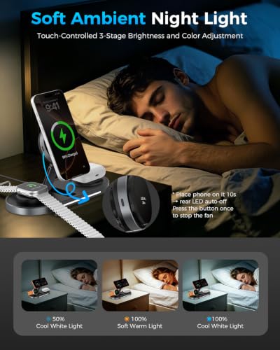 25W 3 in 1 Wireless Charging Station for Magsafe Charger for Apple - color: black