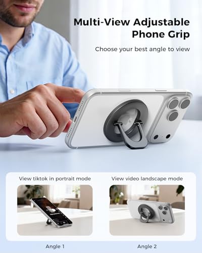 SUPERONE Two-Sided Magnetic Phone Ring Grip for MagSafe Adjustable Holder - color: Black