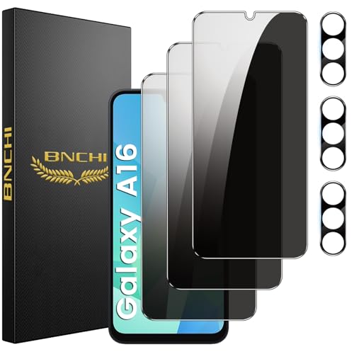 3+3 Pack for Samsung Galaxy A16 5G Privacy Screen Protector with Camera Lens Protector, Anti-Spy Tempered Glass Film, 9H Hardness, Anti-Scratch, Touch Sensitive - size: Galaxy A16 Privacy