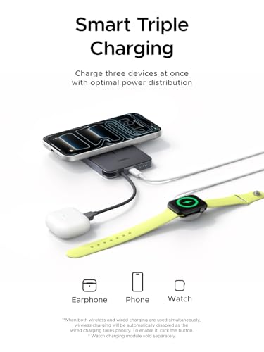 UGREEN Magflow Air 10000mAh Qi2 15W Wireless Power Bank Built-in Cable - color: Grey