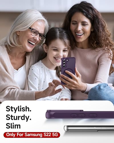 LeYi for S22-Phone Case Shockproof Slim Skin-Feel Transparent Funda, Purple | Phone Case Samsung S22, Magsade Magnetic Drop Protection Funda Para Nuevo Libre 256Gb Galaxy S 22 Case Galexy Cellular Phonr - color: Purple, size: Galaxy S22 (6.1 Inch)