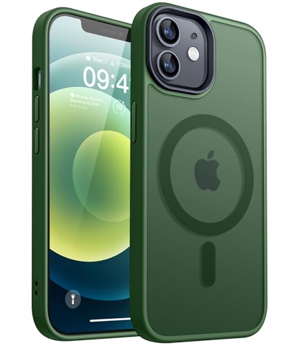 CANSHN Magnetic for iPhone 12 Case/iPhone 12 Pro Case, Deep Green | Translucent Matte, Compatible with MagSafe, Heavy Duty Protection, Scratch Resistant, Slim Fit, Pocket Friendly - color: Matte Magnetic & Deep Green