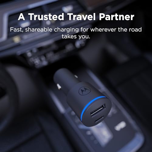 Motorola TurboPower Share Car Charger- 45W Dual Port USB-A, USB-C Output