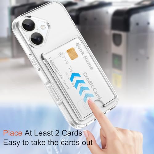 Gukalong Clear Wallet Case for iPhone 17 with Credit Card Holder | Hard PC Heavy Duty Shockproof Protection Anti-Scratch Phone Cover Card Slot Anti-Yellowing Case for Women Men - size: for iPhone 17