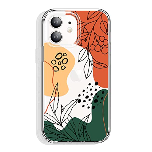 GYZYA for iPhone 12 Mini Case 5.4 Inch Clear with Design, Protective Slim TPU Cover + Shockproof Bumper for Women and Girls (Modern Art) - color: Art 09, size: iPhone 12 mini (5.4 inch)